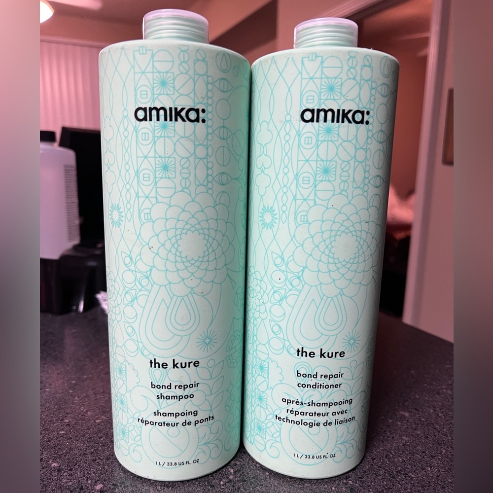 AMIKA The Kure bond repair shampoo + conditioner DUO large liter sizes AMIKA